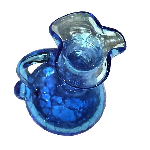 Vintage Pilgrim Glass Hand Blown Crackle Art Glass Cruet/Vase - Picture 4 of 6